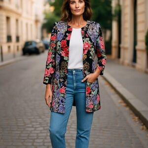 Size L Y2K Jacket SCUBA Flying Wardrobe Designer Style Royal Key Printed Comfy